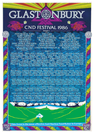 Glastonbury Festival 1986 with band listings